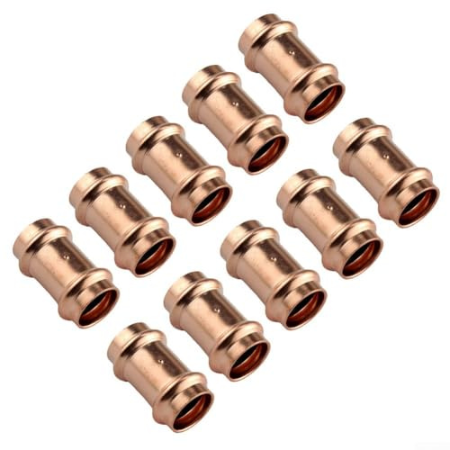 Raccordi per tubi in rame, 10 pezzi, raccordi a crimpare standard in rame, connettori a T a compressione per sistemi di pompa di calore per acqua condizionata (6 punti)