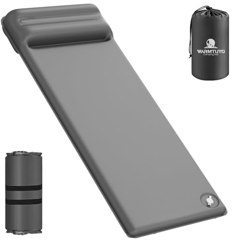 WARMTUYO Camping Isomatte, R-Wert 8,5, Extra Warme Schaumstoff-Schlafmatte mit Integriertem Kissen, Komfortable Camping Matratze für 4 Jahreszeiten, Trekking, Wandern und Zelt