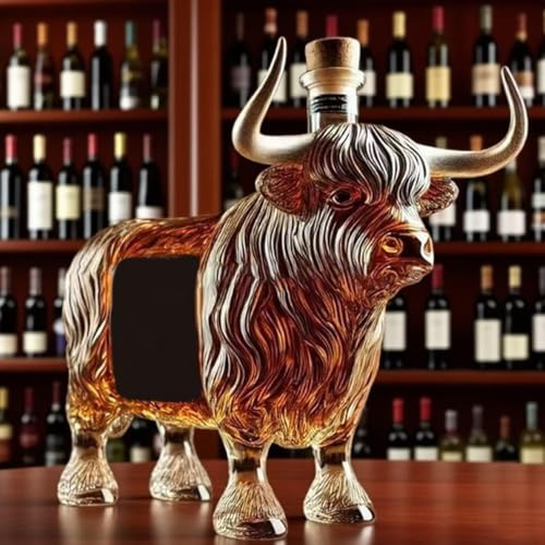 Dekanter, 3D Highland Cow Whiskey Vinflaska, Kreativ Djurtema Spritförvaringsbehållare, Manlig Alkoholälskare Samlare Present