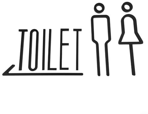 Targhetta in acrilico per porta del bagno, etichetta da parete per WC trasparente e professionale cartello di direzione del bagno (C)