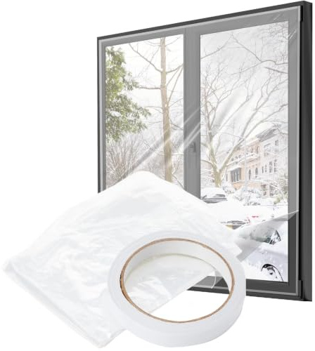 Merriway BH04945 StormSeal Window Insulation Secondary Double Glazing Shrink Film Kit, Supplied with Double-Sided Tape, Covers 1.2 x 1.5 Metres 1.8 Sqm (3'11 inch x 4'11 inch/ 19.2sq ft)