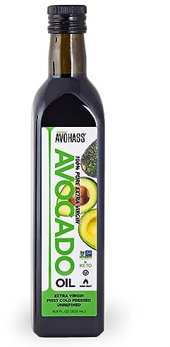 Avohass Extra Virgin Avocado Oil 16.9 oz, First Cold Pressed, Unrefined, Kenya-Sourced, Rich Buttery Flavor, Non-GMO Project Verified, Ideal for Dressings, Marinades, Finishing & Low–Medium Heat Cooking