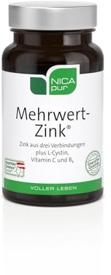 nicapur® Mehrwert-Zink/DREIFACH ZINK mit Vitamin C und Vitamin B6 I ZELLSCHUTZ I L-Cystin I 60 Kapseln I laborgeprüft I in Österreich produziert I vegan