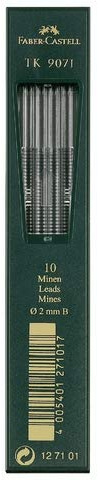 FABER-CASTELL Bleistiftmine TK® 9071, Minen-Ø: 2 mm, B, Schreibfarbe: schwarz (10 Stück), Sie erhalten 1 Dose á 10 Stück