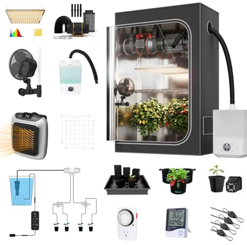 Supergrower 4X2X6FT Height Extra Grow Tent Kits Complete for Indoor Plants,Include Almost Everything for Indoor Plants Growing (LED Light+Tent+ 4 Vent Sets+Grow Tent Humdifier+Heater+Clip Fans)
