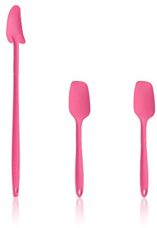 Kochblume Geizhals Set, Restelöffel, Flexlöffel S | Premium Premium-Silikon & BPA freimit Edelstahlkern | In der bunten Box (pink, 3er Set)