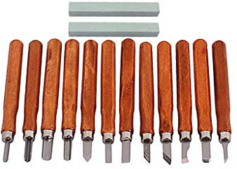 Alnicov Professional Wood Carving Tools Set Manual Wood Carving Hand Chisel Tool Set Carpenters Woodworking Chisel DIY Hand Tools with Whetstones,Set of 12