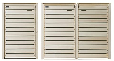Lukadria Mülltonnenbox Mülltonnenverkleidung Mülltonnecontainer Holz 120L - 240L Natur mit Rückwand Modell HH (3 Tonnen)