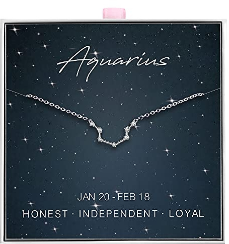 ALoveSoul 925 Sterling Silver Constellation Horoscope Zodiac Aquarius Necklace, Gift for Women Girls
