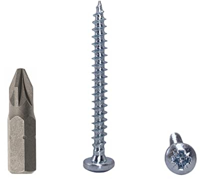 Lot de 50 vis à bois à tête cylindrique DIN 7981 en acier zingué 4,0 x 40 mm Vis à bois à panneaux d'aggloméré Vis à tête cylindrique universelles Pozi 4,0 x 40 mm