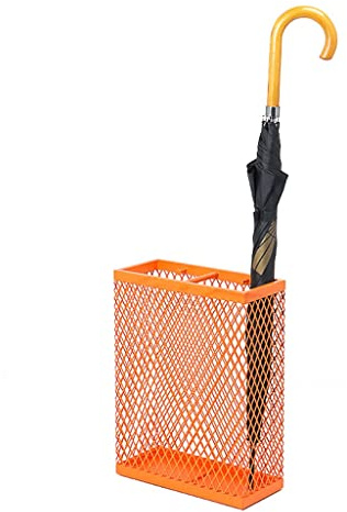 Paragüeros Naranja Metal Hollowout, Paraguas Cubo for Ministerio del Interior Corredor Porche, Rack de Almacenamiento de cuadrícula Paraguas for Suelo, 30x13x40cm