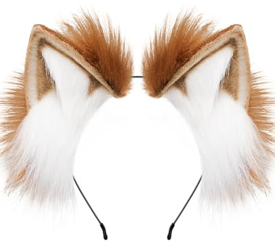 ZFKJERS Haarreif mit Fuchs-Wolfs-Katzenohren für Erwachsene, Cosplay-Kostüm-Haaraccessoire für Halloween