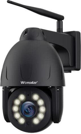 WONSDAR 4K Caméra Surveillance Extérieure PTZ, Caméra de Sécurité WiFi sans Fil avec Boîtier Métallique 8MP Dome Camera IP avec Détecteur de Mouvement, Vision Nocturne, Suivi Automatique(Noir)