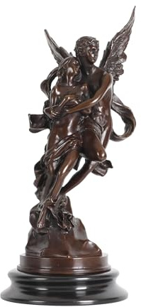NILEEBUKER Statua in bronzo di Cupido/Eros e Psiche, 35,1 cm H, mitologia greca, amore Dio, scultura romantica, decorazione per la casa