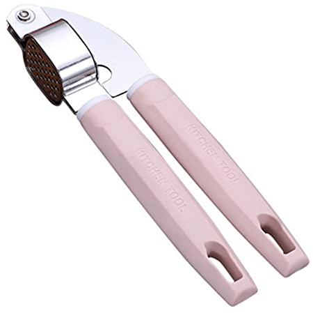 Trancheuse à ail en acier inoxydable, facile à utiliser et à nettoyer, presse-ail à bascule pour écraser l'ail et le gingembre, convient pour la maison et le restaurant (rose)