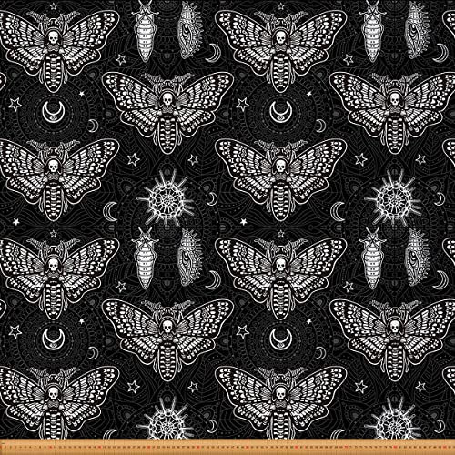 Motten Polsterstoff Gotisch Totenkopf Stoff Meterware Halloween Skelett Dekostoff Boho Mandala Galaxie Sterne Drinnen Draußen Stoff Schwarz Weiß Wasserdichtes DIY 920 x 150 (HxB)