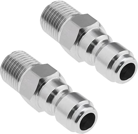 eMagTech 2 Piezas Adaptadores para Lavadora A Presión de 1/4 Pulgadas Macho BSP Conector de Conexión Rápida Acoplador de Acero Inoxidable 304 para Salida de Lavadora A Presión Lanza Pulverizadora
