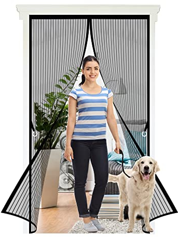 Magnet Fliegengitter Tür Insektenschutz 120 x 210 cm Der Magnetvorhang ist Ideal Kinderleichte Klebemontage Ohne Bohren für die Balkontür, Kellertür und Terrassentür, Schwarz