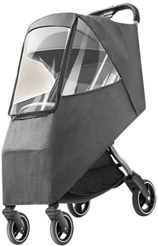 Universal Stroller Rain Cover - Windproof, Coldproof - Breathable Material, Ventilation Holes for Unrestricted Airflow (Linen Gray)