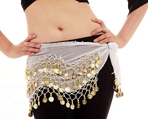 QUNINE Bauchtanz-Kostüm, Bauchtanz-Kostüm, Hüftgürtel, Bauchtanz-Taillenschal für Frauen, Bauchtanz-Rock (Grün, Einheitsgröße)