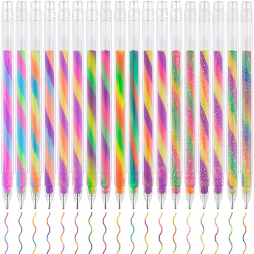 NiArt Spectra Swirl Farbwechsel-Gelschreiber, 1,2 mm, feine runde Spitze, transparenter Schaft, lebendiger Regenbogen-Glitzer-Farbverlauf, Neon-Pastelltinte zum Schreiben, Zeichnen, Journaling,