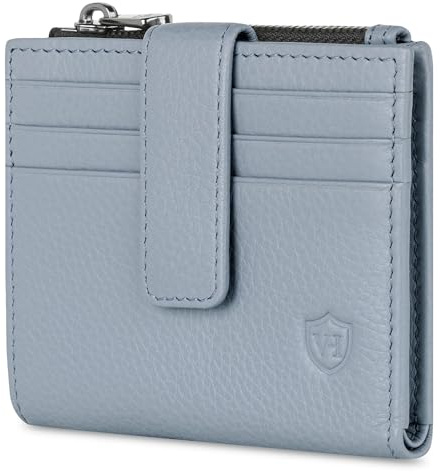 VON HEESEN Leder Kartenetui Geldbörse mit RFID-Schutz - Portemonnaie für Herren & Damen aus echtem Leder - Kartenhalter mit Münzfach - Geldbeutel für Männer und Frauen in Hellblau