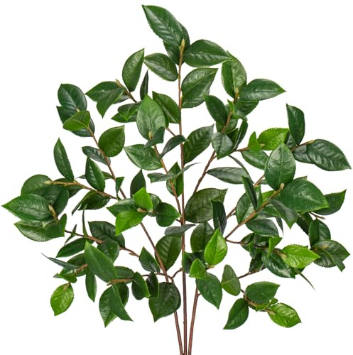 Arborus 3 Stück Künstliche Zweige für Bodenvase 84 cm Kunstzweige Grün Zweig für Vase Künstliche Kamelieblätter Dekozweige für Äste und Zweige Deko Tisch Regal Zimmer Deko