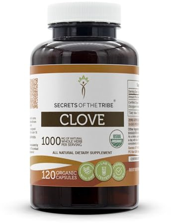 Secrets of the Tribe Clove USDA Organic Capsules | Certified Organic Vegetarian Capsules, Herbal Dietary Supplement | Syzygium aromaticum Dried Flower Buds (120 Count)