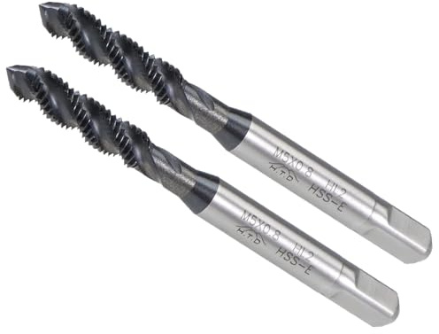 CoCud Taraud à Filetage en Spirale, Taille de Filetage M5x0.8, Outil de Taraudage en Acier Rapide Revêtu de Nitrure - (Pour traitements des Trous et Matériaux Collants), 2 Pièces