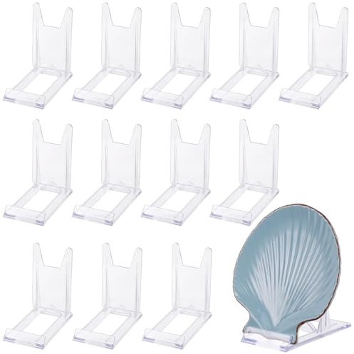Hejo 12 Stück Acryl Ständer, Transparenter Tellerständer aus Kunststoff, Tellerhalter, Verstellbarer Acryl Deko Aufsteller für Mini Staffeleien, Bilderrahmen, Produkte Fotodisplays, Karte ﻿ ﻿
