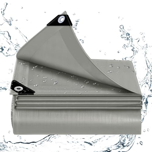 WOLTU Bâche de Protection, 4x4 m, en PE 140 g/m², Bâche Imperméable Anti-UV, avec Œillets, Résistante aux Intempéries et aux Déchirures, pour Meubles de Jardin Bois Piscine Trampoline, Gris