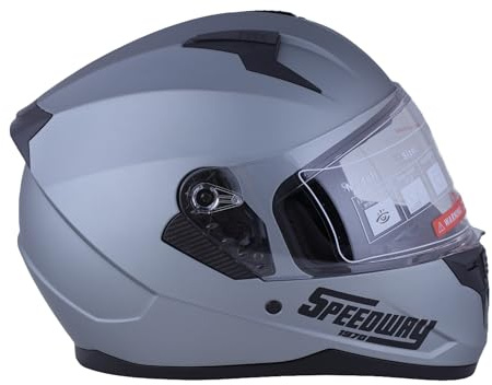 Casque intégral Arcane de Speedway 1970 pour Motocyclette, Gris, Certifié ECE et DOT, Taille M