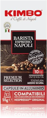 Kimbo, Barista Espresso Napoli Lot de 400 capsules de café en aluminium compatibles avec Nespresso®* Original®*, mélange corporel, intensité 10/13, brun moyen-foncé, 40 paquets de 10 capsules