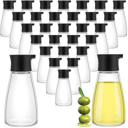 Tanlade Sojasaucenspender-Set, auslaufsicher, kleine Soßenflaschen, Glas, Sojasaucenbehälter, Öldosierflaschen, Gewürze, Essig, Menage mit Deckel, für Küche, Kochen, Schwarz, 30 Stück