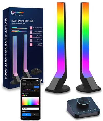 Gaming LED Lightbar mit Desktop-Controller, Smart Gaming Lampe Zimmer Deko Funktioniert mit Alexa Google Assistant, RGBIC TV LED Hintergrundbeleuchtung App-Steuerung Musiksync für TV Tisch Geschenke