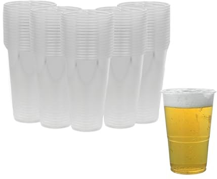 1ABOVE 50pk Half Pint Glasses, 330ml- Half Pint Plastic Cup, Strong Plastic Beer Cups Glasses Disposable Tumblers