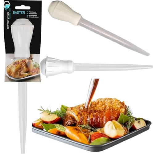 Citystores® CA Traditional Baster Essential Kitchen Gadget for Basting While Roasting Keeps Roasted Meats Succulent Easy-Grip Design Durable Heat Resistant Tube Ideal for Turkey Chicken BBQ