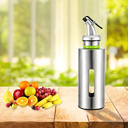 ZJchao Ölflasche aus Edelstahl, Auslaufsicher, Sojasauce-Essig-Spender mit Gebogenem Ölstopfen-Design für den Einsatz in der Küche, Zum Kochen und Grillen. Leicht zu Reinigen, Ideal für