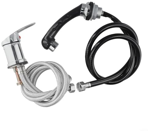 Niceminiwall Mischbatterie aus Chrom, mit herausziehbarer Handbrause, 80 cm Stoffschlauch, 120 cm Brauseschlauch für Friseurstuhl, Shampoo-Station, Friseur-Waschtisch