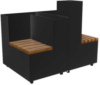Xilin-872 Banc avec jardinière, Boîte à Fleurs en Fer avec 2 bancs en Bois anticorrosion, boîte à Fleurs Commerciale en métal, L 80 cm * P 60 cm * H 70 cm, Noir Banc de Jardin