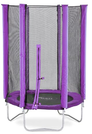 Plum Play 4ft Mini Indoor Outdoor Trampoline with Safety Enclosure - Suitable From 3 Years Plus - Stable Legs - Durable Active Junior Garden Play (Purple)