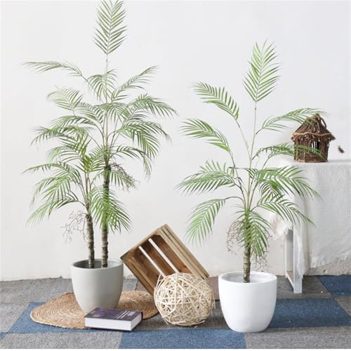 KüNstliche Palme - Einpolig Groß Kunstpalme Fake Tropische Plastik Pflanze Perfekte Große Pflanzen Im Topf für Home BüRo Balkon Dekoration