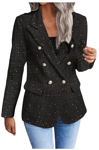 Blazer Damen Sportlich, Jackett Casual Frühling Sweatblazer, Freizeit Basic Blaser Jacke Kurzblazer Damen Festlich Regular Fit Open Front Einfarbig Anzüge Für Damen Blazer Sportlich Elegant
