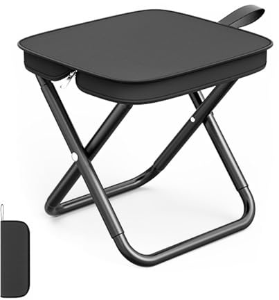 xolear Fällbar pall, bärbar campingpall, campingpall, vikbar lätt med bärväska, bärplats 120 kg, minisits vikbar pall för utomhusbruk resor vandring trädgård fiske grillning (svart)