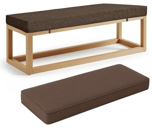 ZSWXF 5cm Dicke Sitzkissen Outdoor Leinenstoff Bankauflage Bankkissen Sitzauflage Stuhlkissen Bank Sitzbank Auflage Polster fur Banke Kissen Kissenauflage for Gardenbank,Kaffee,140 x 40 x 5 cm