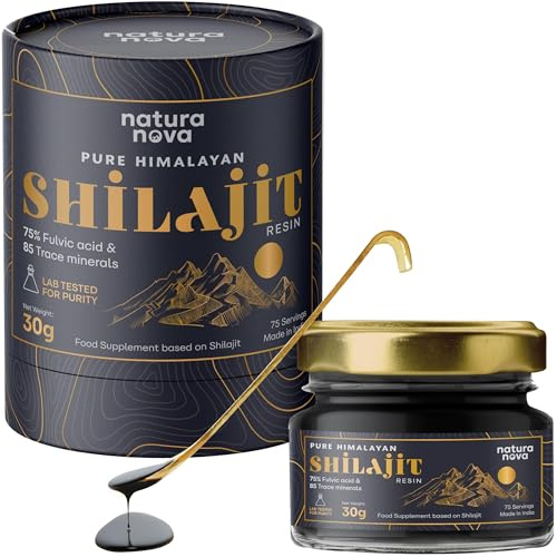 NaturaNova Pure Himalayan Shilajit Resin - 100% Natural | Clinically Studied Shilajit | 70 Servings for Energy Boost, Immune Support, 75%+ Fulvic Acid | Ayurvedic Supplement with 80+ Trace Minerals