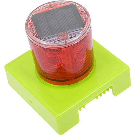 Operitacx Lampe Stroboscopique Solaire Extérieure Rouge LED Étanche avec Base Carrée Lumière Davertissement sans Batterie pour Obstacle et Urgence Routière