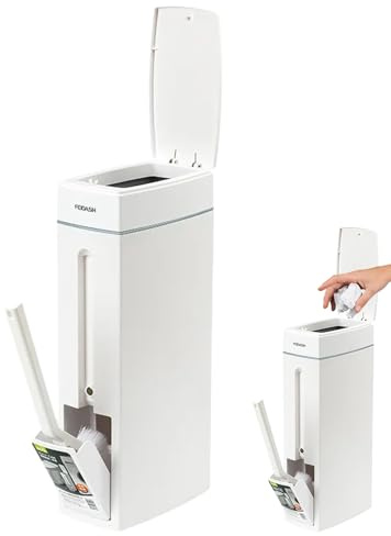 Space-Saving Bathroom Trash Bin With Toilet Brush, Slim Bathroom B-in, 4.5L Compact Bathr-oom Trash Bin, Narrow Waste Can With Lid, Garbage Cans Toilet Brush, Bathrooms Accessories