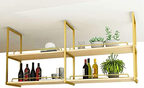 Genérico Estantería Colgante para Plantas de Techo - Macetero Creativo con Estructura de Madera Maciza y Hierro para balcón, Bar, floristería - Elegante Soporte para Flores, Color Negro