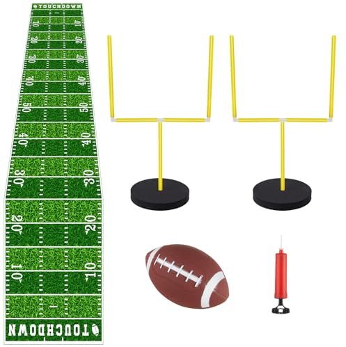 JolliLudo 5 Pcs Football Goal Post Decoration Kit Includes 2 Football Field Goal Post Centerpieces 1 Table Runner 1 Mini Ball 1 Pump for Sports Court Theme Birthday Party Decorations Supplies